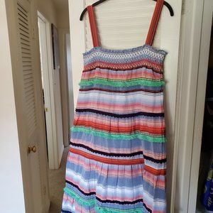 Only stripe embroidered midi dress